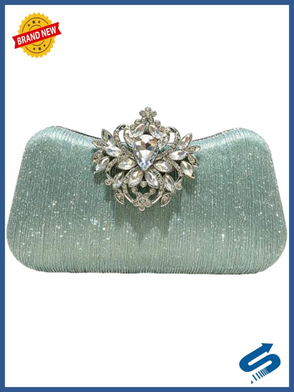 Rhinestone Clasp Clutch Evening Bag Crystal Sparkle Detachable Chain